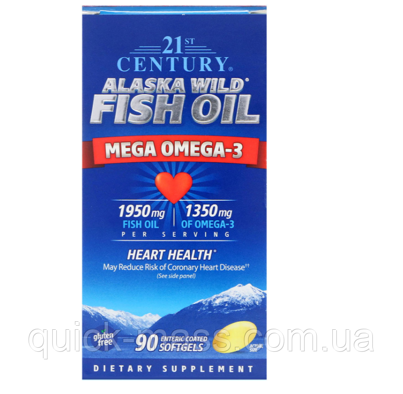 Омега-3 Alaska Wild Fish Oil Mega Omega-3 90 Enteric Coated Softgels