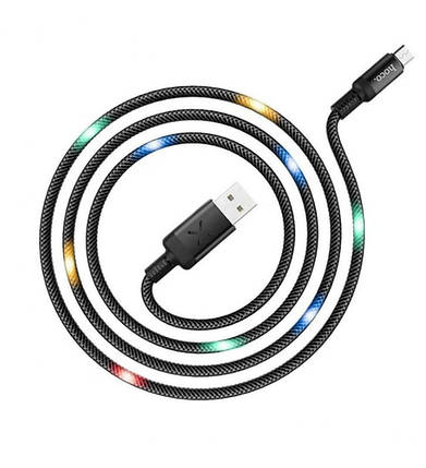 Кабель Hoco Lightning Spirit Led Voice Control U63 1.2 м, 2.4 A, чорний, фото 1