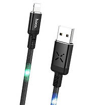 Кабель Hoco Lightning Spirit Led Voice Control U63 1.2 м, 2.4 A, чорний, фото 5