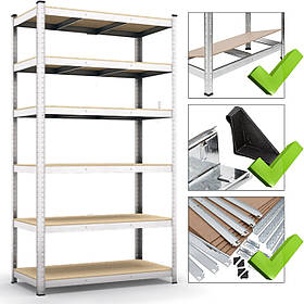 Стелаж з полицями 2400х1200х400мм, 150кг, 6 полиць з ДСП/МДФ оцинкований для складу, офісу, гаража