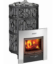 Піч Harvia Legend 240 Duo на дровах для лазні та сауни з виносом із панорамним склом