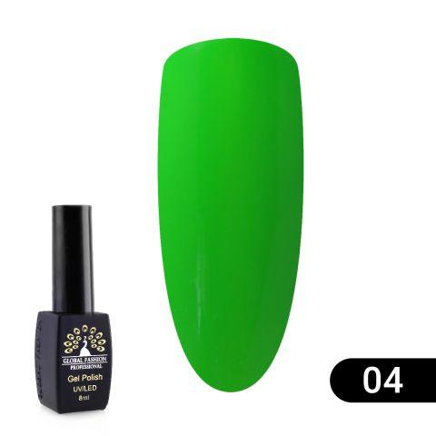 Гель лак Global Fashion Summer Spring №04 зелений кислотний 8 ml