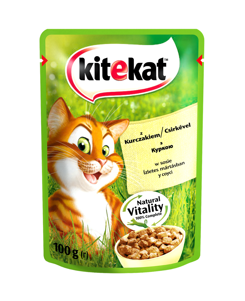 Вологий консервований корм з Куркою в соусі для дорослих кішок 100 г Kitekat Китикэт