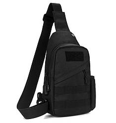 Тактическая сумка-рюкзак, барсетка, бананка на одной лямке, черная. + USB выход