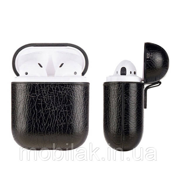 Чохол для Apple AirPods 1,2 з імітацією шкіри чорний
