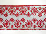 Ажурне мереживо вишивка на сітці: червоного кольору нитка, чорна сітка, ширина 22 см, фото 5