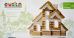 Дерев'яні кубики конструктор Будиночок Cubika, 119 деталей