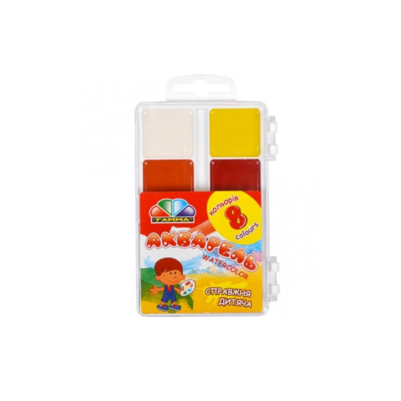 Фарби акварельні 8 кольорів Гамма, фото 1