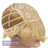 Жіноча перука коротка стрижка з термоволосся 180℃ Kristina AT блондин з пшеничним відтінком, фото 5