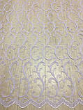 Тюль фатин білого кольору з вишивкою, фото 3