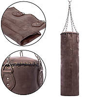 Мішок боксерський циліндричний із ланцюгом VINTAGE F-0246 без наповнювача темно-коричневий