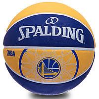 М'яч баскетбольний гумовий №7 SPALDING 83304Z NBA TEAM-WARRIORS (гума, бутил, синій-жовтий)