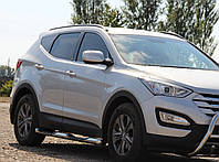 Пороги боковые (подножки-трубы с накладками) Hyundai Santa Fe 2013-2018 (Ø60)