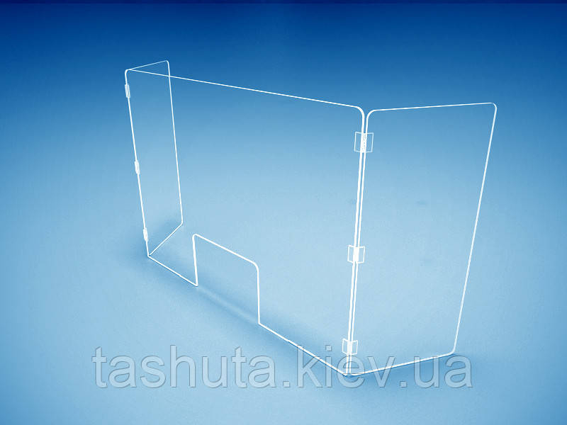 Прозора перегородка для каси на петлях 1000х760 мм (Стінка акрилу: 3 мм; )