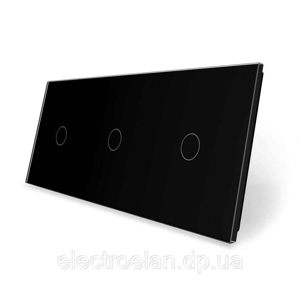 Сенсорная панель выключателя Livolo 3 канала (1-1-1) черный стекло (VL-C7-C1/C1/C1-12) - фото 1 - id-p845198083