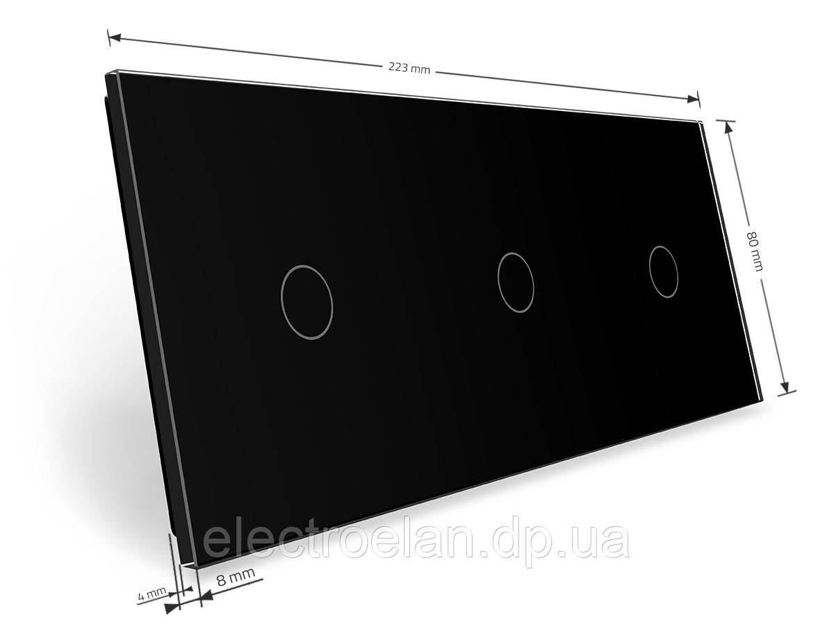 Сенсорная панель выключателя Livolo 3 канала (1-1-1) черный стекло (VL-C7-C1/C1/C1-12) - фото 3 - id-p845198083
