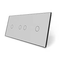 Сенсорная панель выключателя Livolo 4 канала (1-2-1) серый стекло (VL-C7-C1/C2/C1-15)