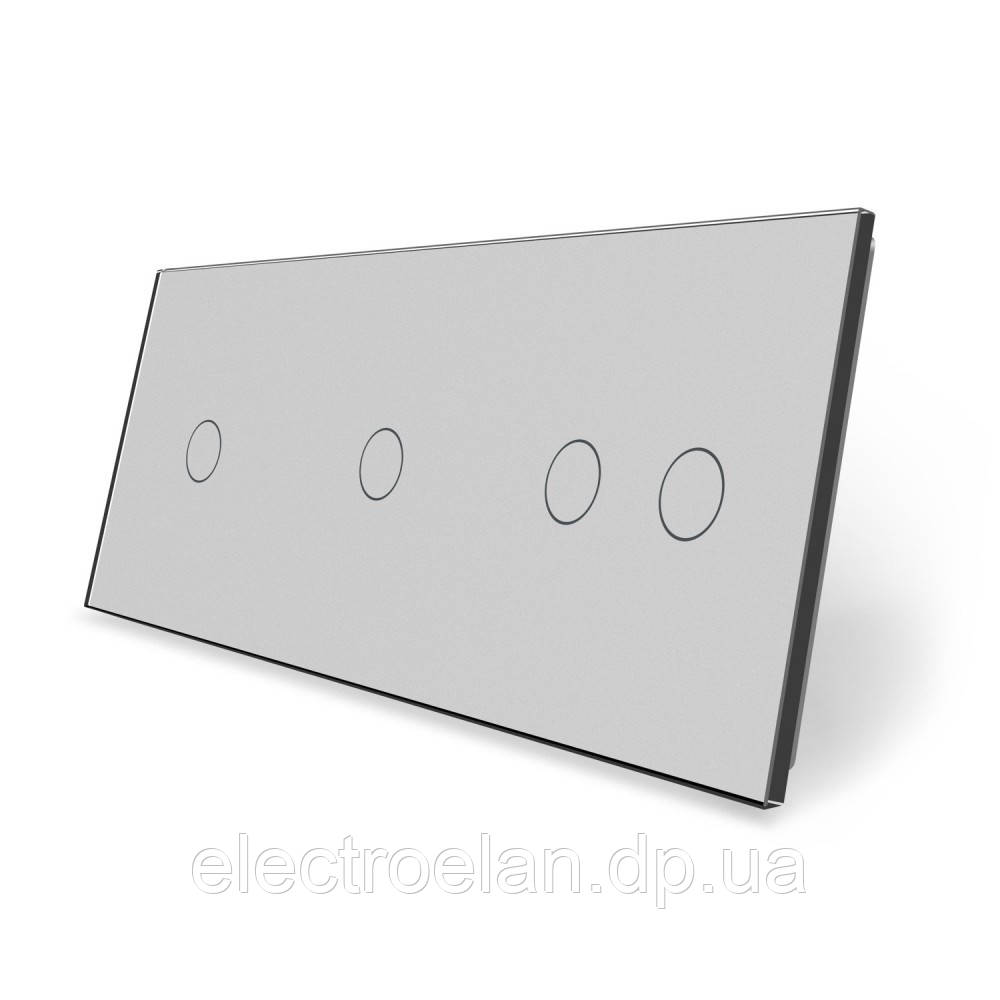 Сенсорная панель выключателя Livolo 4 канала (1-1-2) серый стекло (VL-C7-C1/C1/C2-15) - фото 1 - id-p845197202