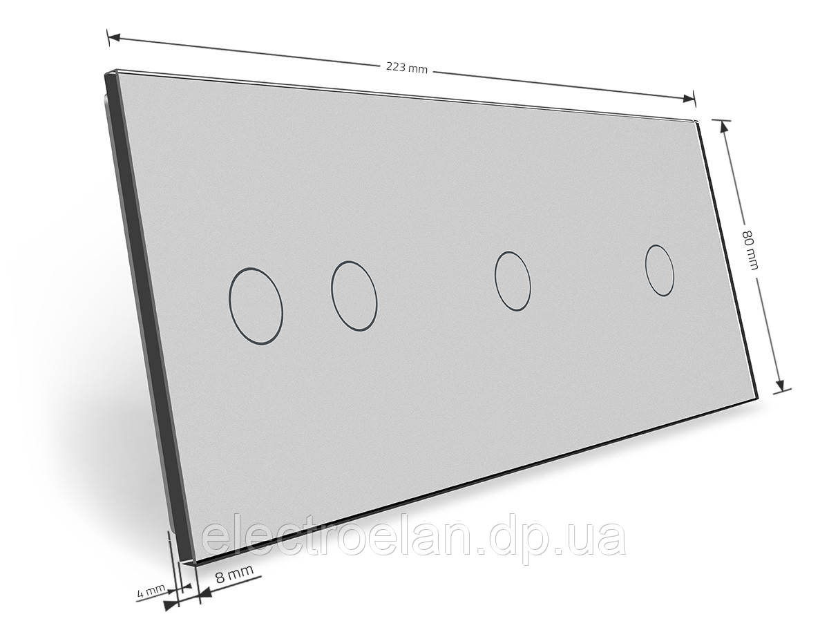 Сенсорная панель выключателя Livolo 4 канала (1-1-2) серый стекло (VL-C7-C1/C1/C2-15) - фото 3 - id-p845197202