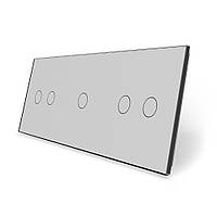 Сенсорная панель выключателя Livolo 5 каналов (2-1-2) серый стекло (VL-C7-C2/C1/C2-15)