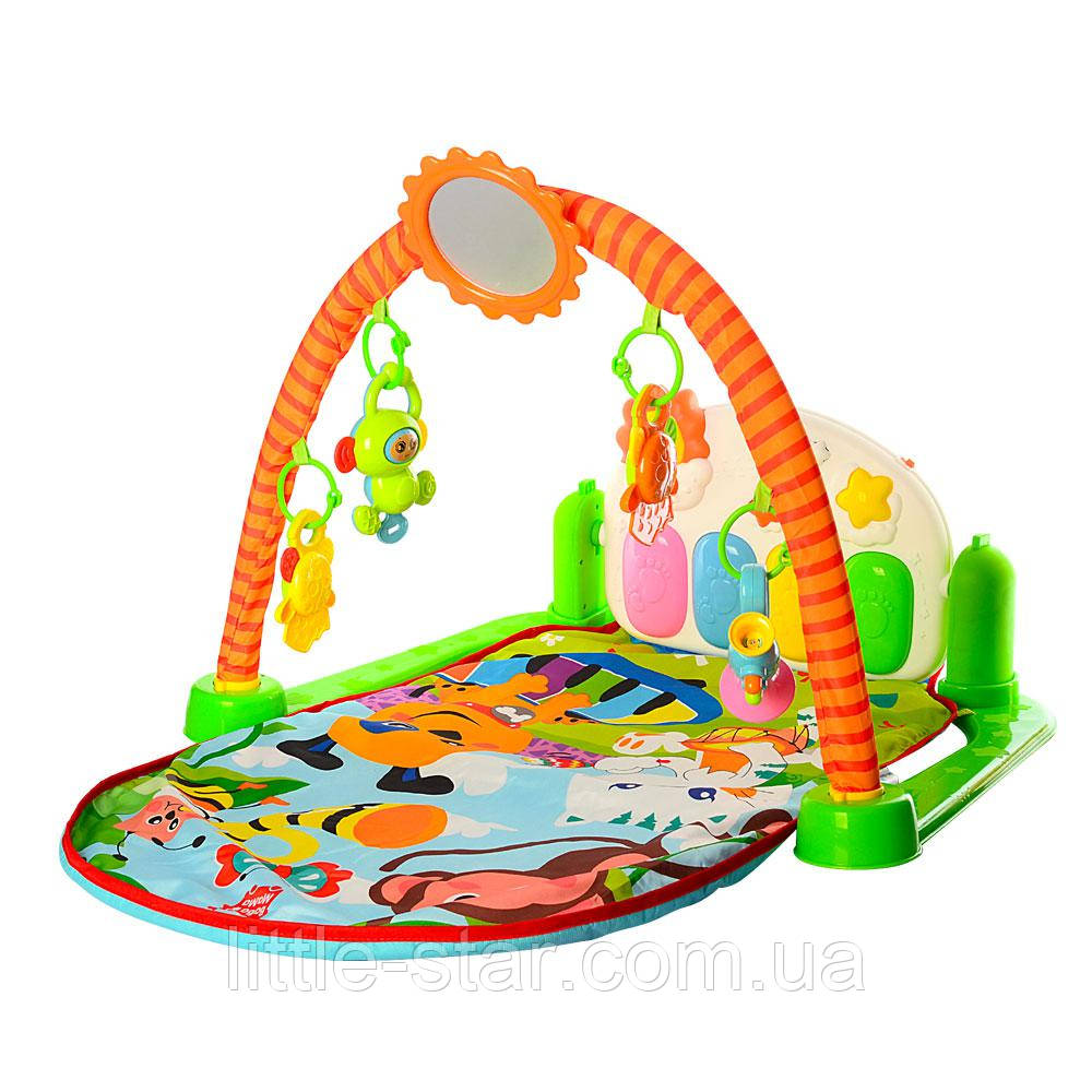 Розвиваючий килимок з піаніно, дзеркалом, музика, світло, 4 підвіски, 860*510 мм, HY68109