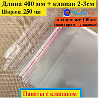 Пакет упаковочный 400х250 мм с клапаном и липкой лентой