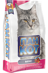 Сухий корм для котів Пан Кот (Мікс на основі м'яса риби, курки і яловичини), 10кг.