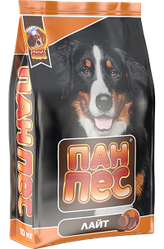 Сухий корм для собак Пан Пес Лайт для малоактивний собак, 10кг.