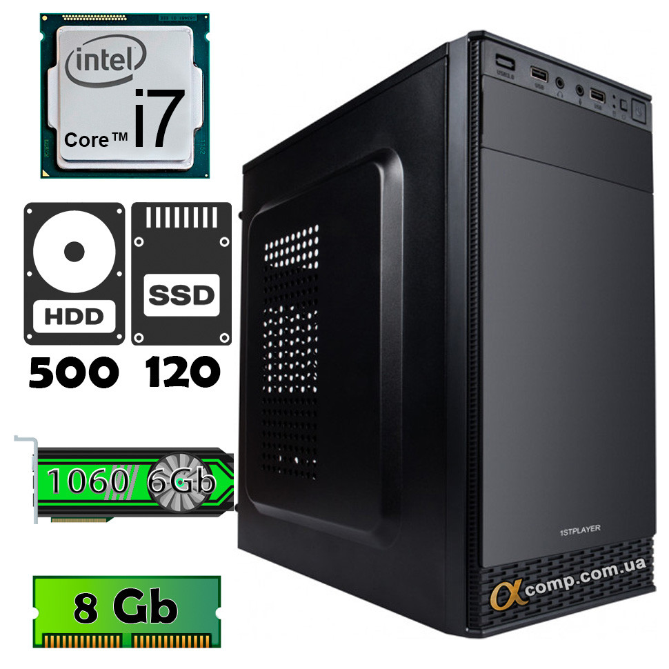 AlphaPC (i7-2600 • GTX1060 6Gb • 8Gb • ssd 120Gb • 500Gb) RG2-T101