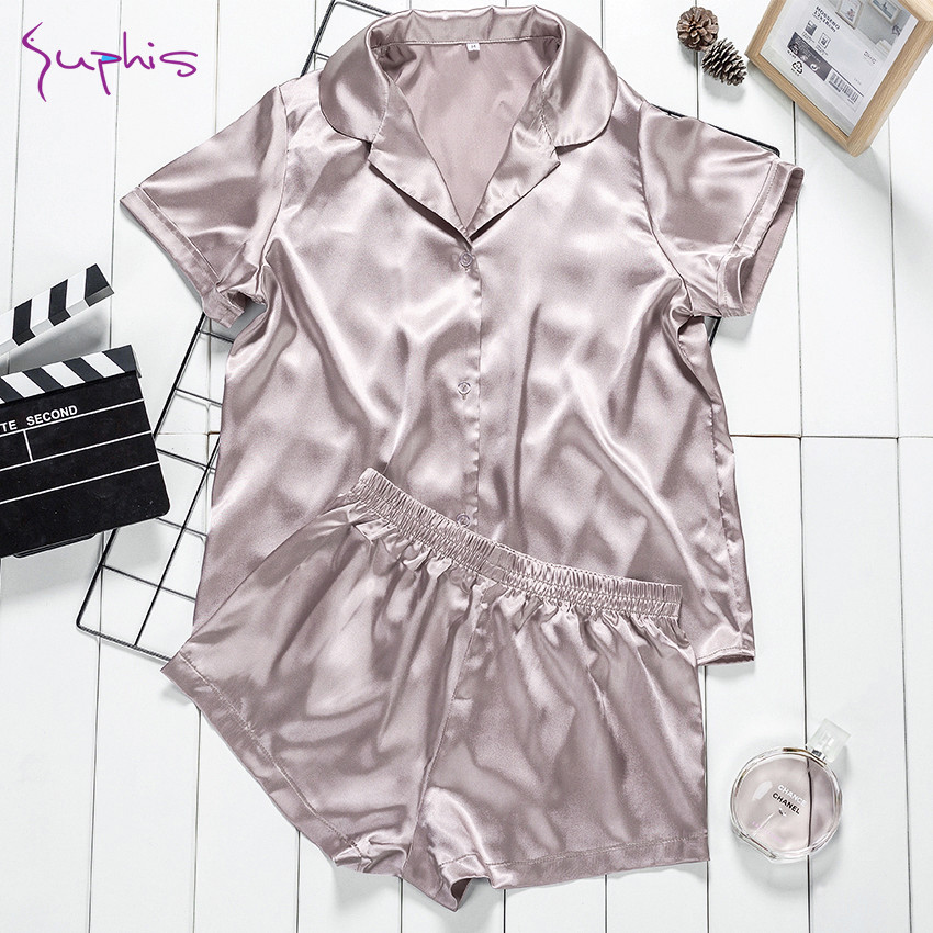 Піжама жіноча атласна на гудзиках. Комплект шовковий для дому, сну (бежева) M, фото 1