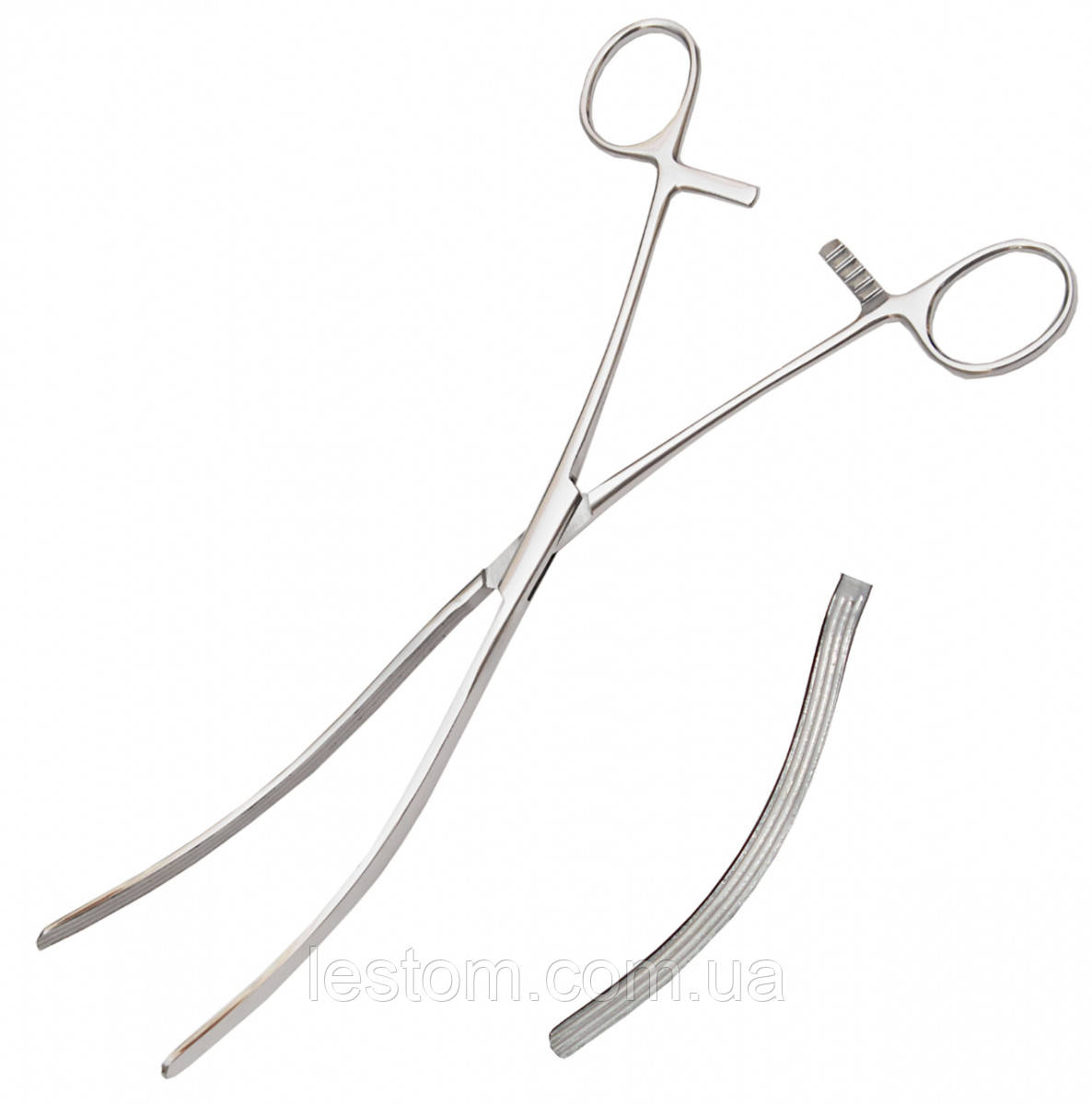 Затискач по Kocher, кишковий еластичний для дорослих, зігнутий SURGIWELOMED. Довжина 23,5 см