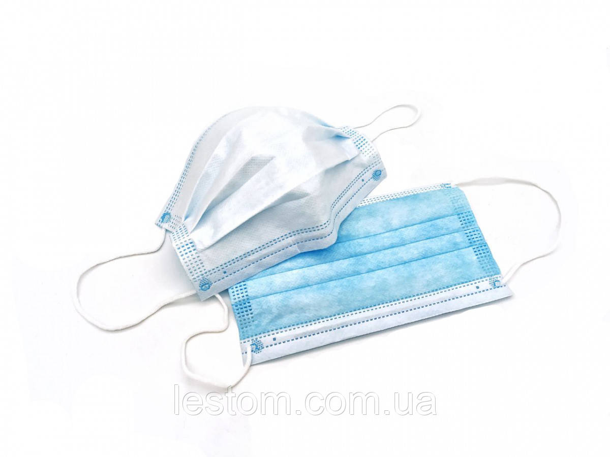 Маска медична тришарова на резинці