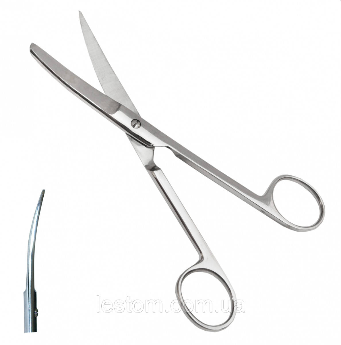 Ножиці операційні  з одним гострим кінцем, зігнуті SURGIWELOMED. Довжина 17,0 см.