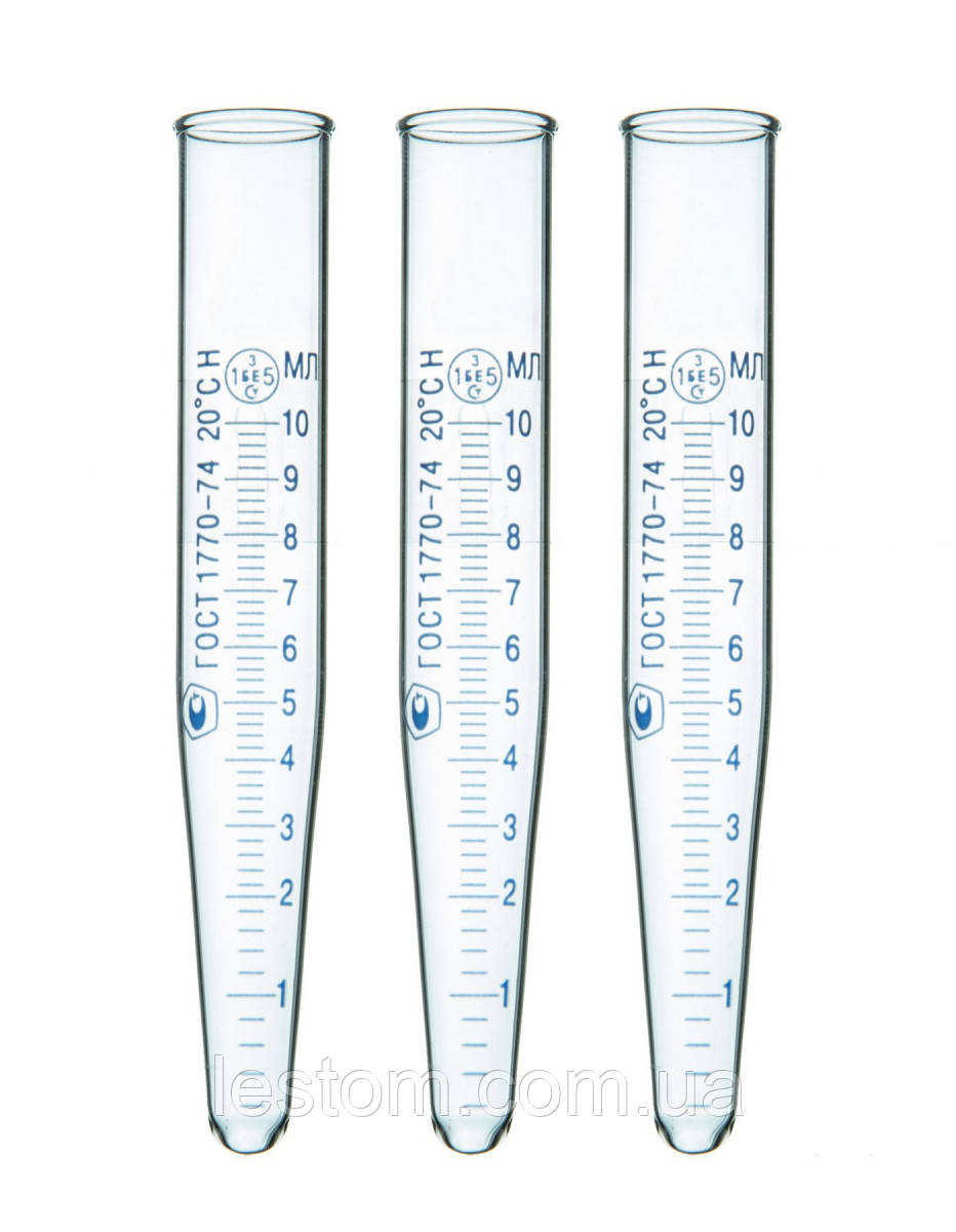 Пробірка 10 мл скляна, центрифужна