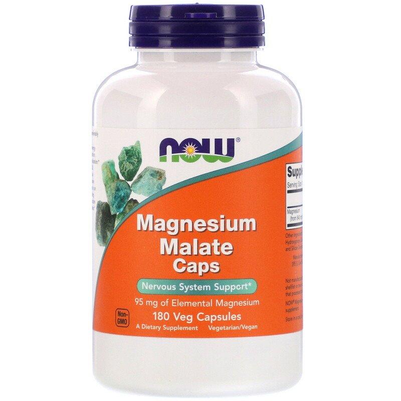 Now Foods, Magnesium Malate Caps, Магнієво-малатні капсули, 180 вегетаріанських капсул