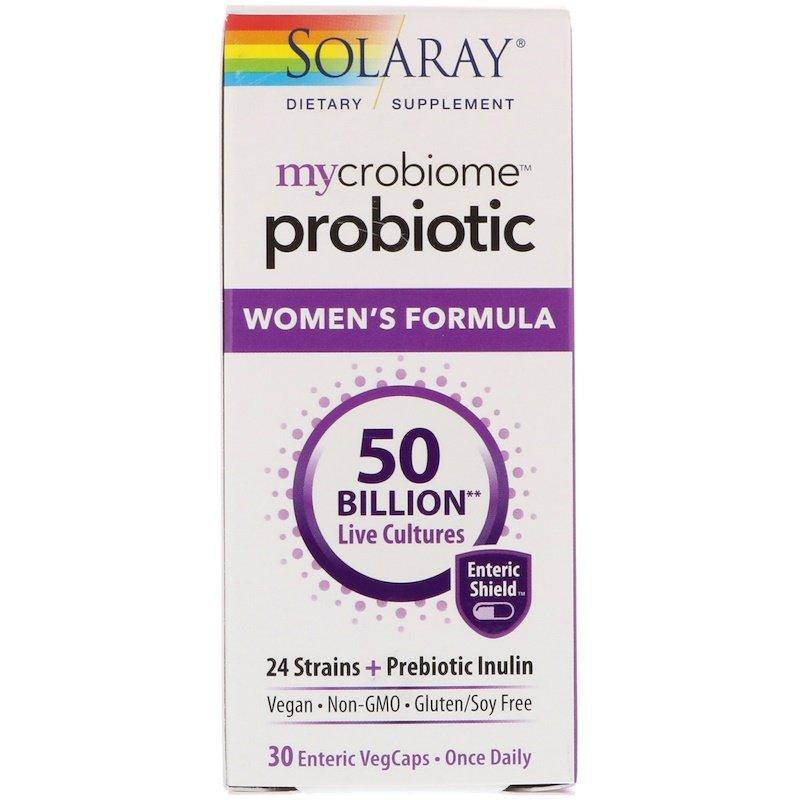 Solaray, Mycrobiome, Пробіотик для жінок, 30 рослинних капсул, покритих кишковорозчинною оболонкою