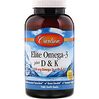 Carlson Labs, Elite with Omega3 plus D3 K2, омега-3 плюс D3 K2, 700 мг, 180 капсул