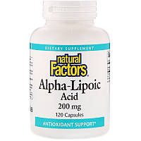 Natural Factors, Альфа-ліпоєва кислота, 200 мг, 120 капсул