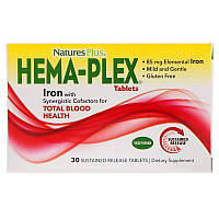 Nature's Plus, Hema-Plex Комплекс Заліза USA 30 таблеток із тривалим вивільненням