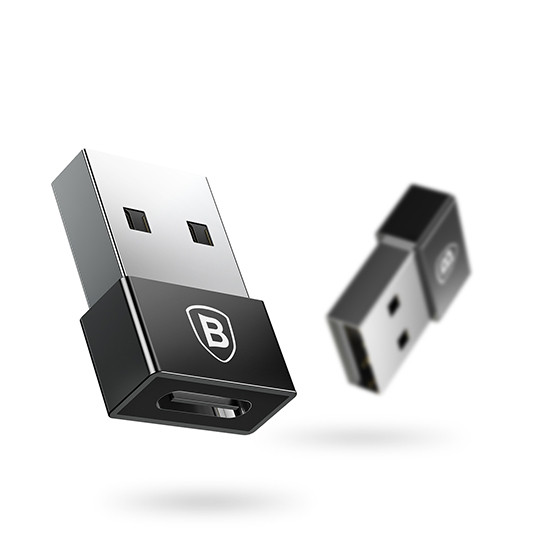 Адаптер перехідник USB на Type-C BASEUS Exquisite (USB 2.0, 480 Mbps, OTG). Black, фото 1