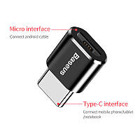 Переходник адаптер с Micro USB на Type-C BASEUS mini (2.4A, OTG). Black