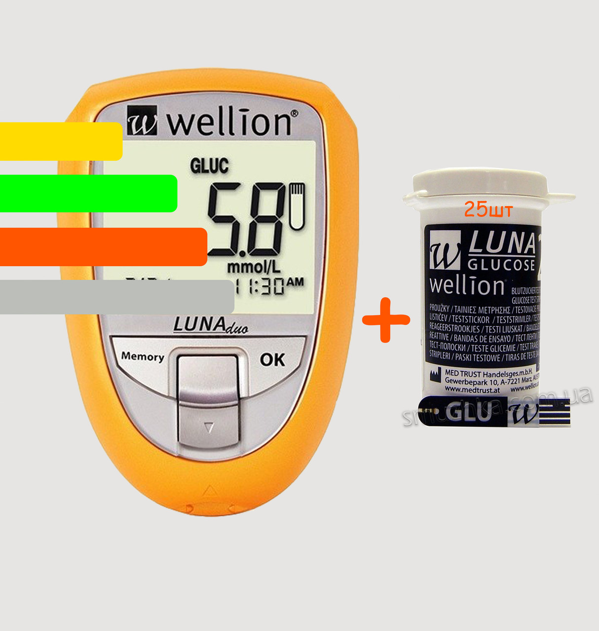 Глюкометр Велліон Луна Тріо - Wellion Luna Trio +25 тест-смужок на глюкозу