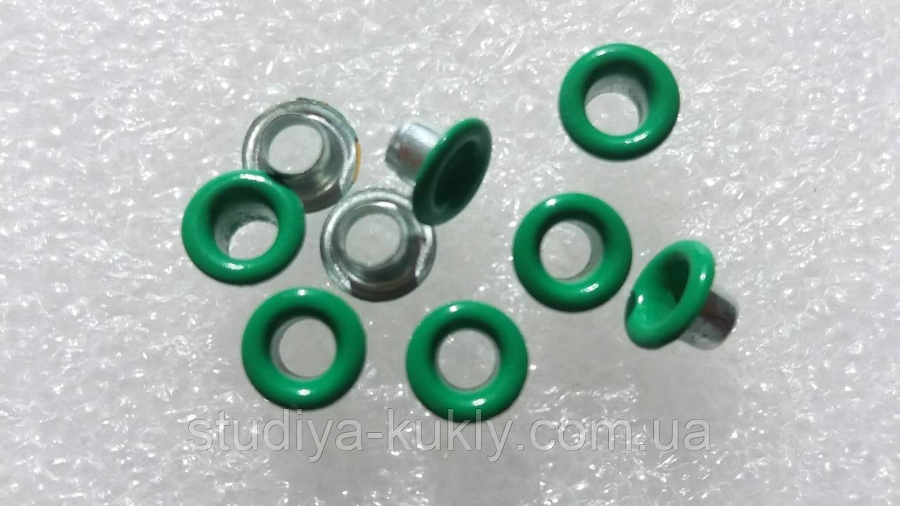 Люверс для ляльок. Зелений. Діаметр капелюшка 6 мм. Діаметр ніжки 3 мм., фото 1