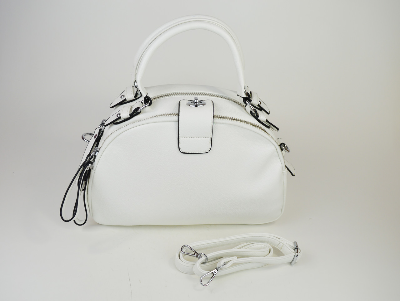 Сумка-скаквояж напівкругла Polina&Eiterou 2023 Біла