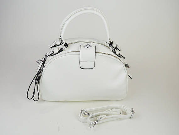 Сумка-скаквояж напівкругла Polina&Eiterou 2023 Біла, фото 1