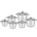 Набір каструль для дому, із нержавіючої сталі UNIQUE UN-5035 ( 12 предметів) Набір посуду, фото 2