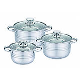 Набір каструль для дому, із нержавіючої сталі UNIQUE UN-5035 ( 12 предметів) Набір посуду, фото 3