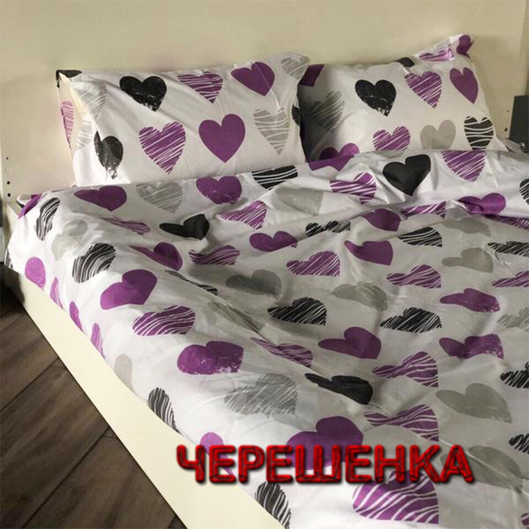 Тканина для постільної білизни Бязь "Gold" Lux GL4128 (50м) з серцями