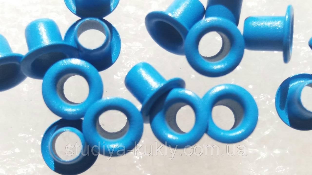 Люверс для ляльок. Синій. Діаметр капелюшка 6 мм. Діаметр ніжки 3 мм., фото 1