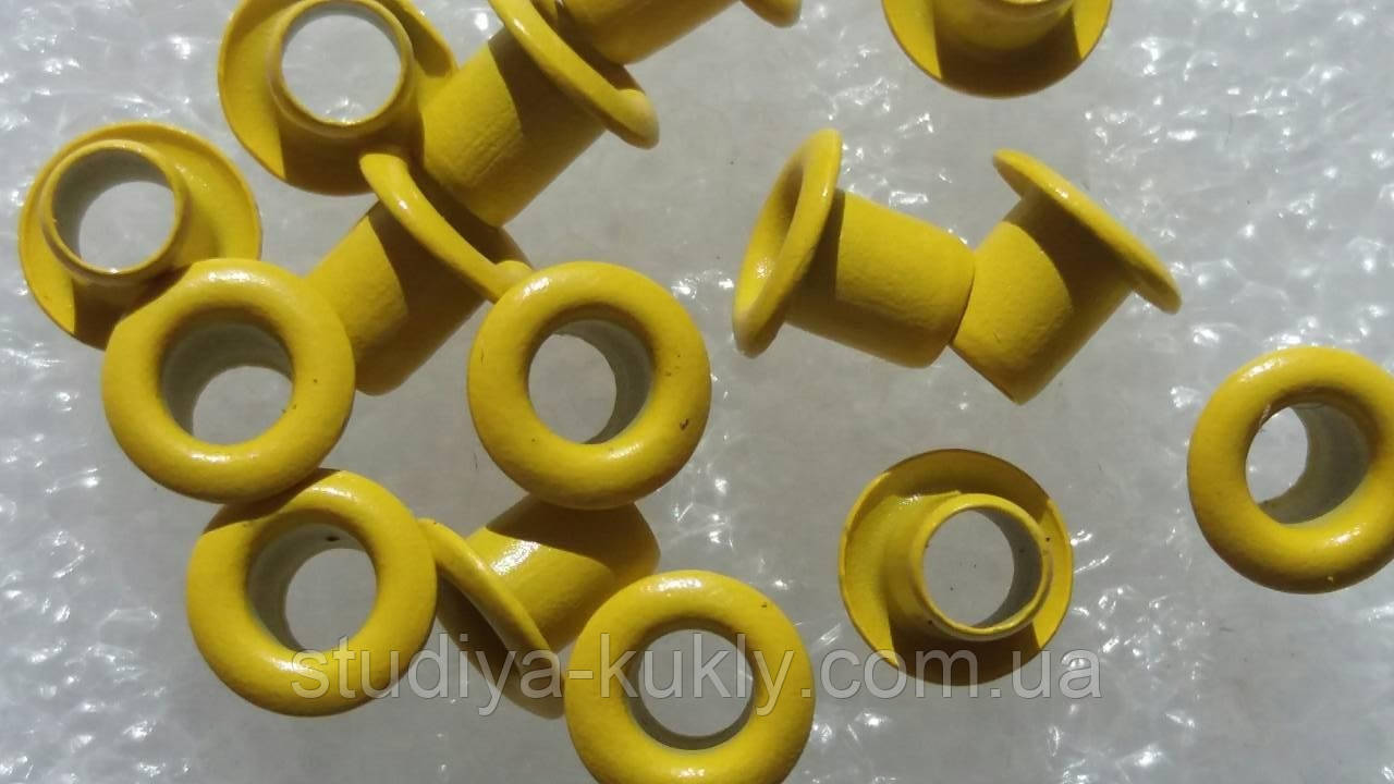 Люверс для ляльок. Жовтий. Діаметр капелюшка 5 мм. Діаметр ніжки 3 мм. №9, фото 1